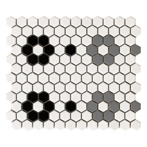 270*310mm petite mosaïque hexagonale mur en céramique salle de bain piscine <span class=keywords><strong>carreaux</strong></span> de mosaïque noir et blanc <span class=keywords><strong>carreaux</strong></span> hexagonaux <span class=keywords><strong>carreaux</strong></span> de piscine - Product Image 1