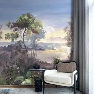 Papier peint mural moderne pour chambre et salle à manger, motif jungle coloré marron bleu blanc, en vinyle non tissé, feuilles - Product Image 6