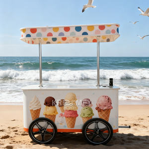 Carrito de Helados Móvil, Kiosco de Alimentos con Congelador, Carrito para Exteriores - Product Image 3