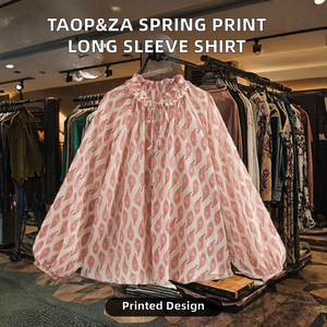 Blusa Elegante de Manga Larga con Estampado Floral Vintage de TAOP&ZA para Mujer, Primavera 2025, Nueva Moda, 2505141 - Product Image 2