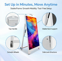 Affichage LED mobile sur pied avec roulettes, contrôle par application mobile, 480*960mm, pour usage hôtelier
