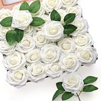 DIY Bouquets de mariage réalistes faits à la main, décoration pour fêtes, maison et jardin, 25 pièces de fleurs artificielles en mousse, roses