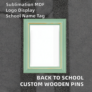 Back to School 4 Inch to 7 Inch Sublimation Solid Wood Custom Logo <b>Name</b> <b>Tag</b> Blank Wooden Badge with Pin - Product Image 2