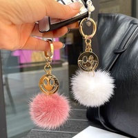 Pendentif boule de fourrure de vison en peluche, mignon et tendance, accessoire de sac pour couple, porte-clés de voiture, chaîne simple à suspendre pour la poche