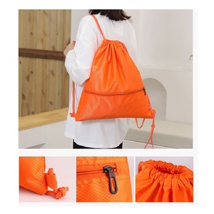 Vietnam Factory Custom Logo Promotional Sport Drawstring <b>Bag</b> Polyester Gym Cinch <b>String</b> <b>Bag</b> with Zipper - Product Image 3