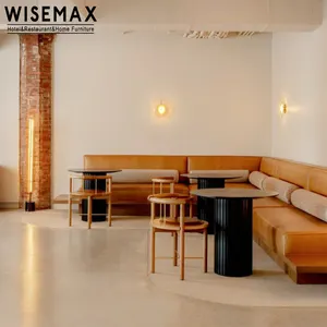 WISEMAX FURNITURE New comerdor restaurant dining furniture solid wood backrest home dinner chair boucle fabric leather seat