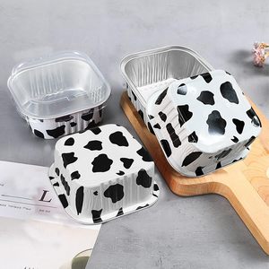 Sin olor vaca desechable 5 oz 150ml Mini moldes de papel de aluminio para pasteles bandeja cuadrada de aluminio con tapas taza para hornear herramienta <span class=keywords><strong>Pan</strong></span> bandeja contenedora de papel de aluminio - Product Image 4