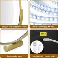 Miroir de Maquillage Portable Mural et de Bureau LED Électrique Intelligent, Style Art Déco, avec Cadre en Fer Forgé Personnalisable pour la Maison et le Dortoir