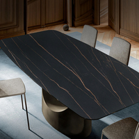 Table à manger et chaises en acier inoxydable, modèle de luxe moderne, base en marbre, pour la maison, vente en gros,