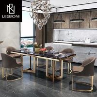 Offre spéciale, table à manger en marbre durable au design luxueux, ensemble de 6 chaises pour appartement/villa/mobilier de maison
