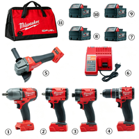 Ensemble d'outils électriques au lithium-ion Milwaukee 5 en 1 pour l'entretien de la maison et les projets de bricolage, ensemble d'outils électriques à vitesse élevée et réglables