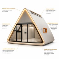 Capsule spatiale triangulaire spéciale en verre panoramique intelligent, unité soudée incurvée pour maison-capsule de glamping de luxe