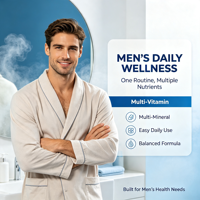 Tablet Multivitamin untuk Pria dengan Zinc, Magnesium, Vitamin D3, Vitamin B Kompleks untuk Energi, Imunitas, Mendukung Testosteron, dan Kesehatan Jantung