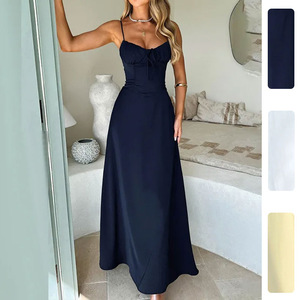 Vestido Elegante <span class=keywords><strong>de</strong></span> Mujer con Cuello Halter, Corte en A, Largo Maxi, <span class=keywords><strong>de</strong></span> Chifón con Decoración <span class=keywords><strong>de</strong></span> Lentejuelas y Cintura Ajustable con Cordones para Verano - Product Image 4