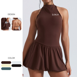 Robe de sport en nylon/spandex avec logo personnalisé pour le tennis, dos nu, ourlet bouffant, robe de padel, échantillon disponible - Product Image 2