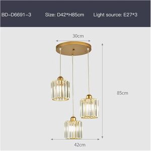 <span class=keywords><strong>Lustre</strong></span> LED de luxe en cristal K9, 3 têtes, doré, hauteur réglable, blanc chaud, style nordique moderne, <span class=keywords><strong>pour</strong></span> salle à manger et restaurant - Product Image 3