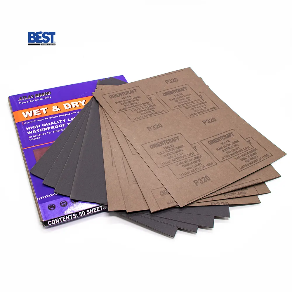 <span class=keywords><strong>एटलस</strong></span> ब्रांड निविड़ अंधकार grit150 सिलिकॉन कार्बाइड लकड़ी घर्षण कागज sandpaper