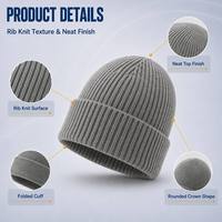 Gorro de Punto Gris para Adultos, Diseño Personalizado con Logotipo, Fabricación OEM/ODM, Venta al Por Mayor, MOQ Bajo, Etiquetas de Marca, Empaquetado