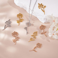 Pendentifs et breloques personnalisés en acier inoxydable 316L plaqué or 14K 18K PVD pour la création de bijoux, breloques fleurs pour bracelets.