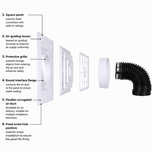 Adaptateur de diffuseur d'air moderne blanc en <span class=keywords><strong>PVC</strong></span>, carré à rond, <span class=keywords><strong>grille</strong></span> de ventilation de plafond à 4 voies pour salon, pour système CVC - Product Image 6