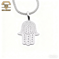 Pendentif Main de Fatma en Argent Sterling 925, style Hip Hop, serti de Moissanite VVS, testé et certifié