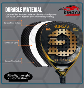 Raqueta de Pádel Personalizada al por Mayor de Fibra de Carbono 12K con Forma de Diamante, Raqueta de Pádel Evo Pro Control de Fibra de Vidrio con Logotipo Personalizado - Product Image 4