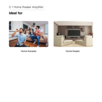 Kimway PT6060CHAE Amplificateur de cinéma maison 5.1 canaux 80W5CH et 80W Subwoofer USB Bluetooth HDMI