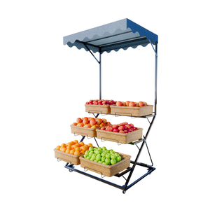 Estante Metálico Plegable de Alta Capacidad para Exhibición de Vegetales en Supermercados, de Una Sola Cara, Desmontable, con 3 Niveles, Resistente - Product Image 4