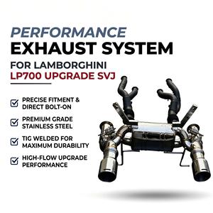 Système d'échappement complet en acier inoxydable Vortex pour Lamborghini LP700 Upgrade SVJ avec downpipes thermiques noirs et kit de embouts en maille - Product Image 1