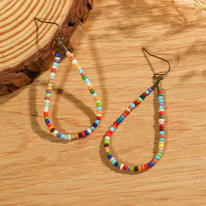 Bohemian Water <b>Drop</b> Earrings Colorful Beaded Alloy Women's Party Jewelry 2024 - Product Image 2