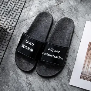 Manufacturer Hotel Slipper Brand Logo Shoes Custom Print Design Men Sandal Slides Rubber Embossed Custom Logo Slippers Women Men