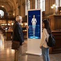 Quiosco Interactivo con IA para Bibliotecas Públicas, Reconocimiento de Voz en 30 Idiomas, Guía Inteligente con Pantalla Táctil Capacitiva para Uso en Ascensores