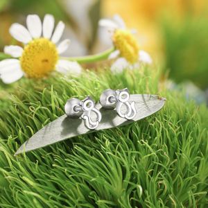 Dylam New Arrival Hypoallergenic Nickel Free 925 Sterling Silver Kid Children 5A CZ Cubic Zirconia <b>Cat</b> Stud <b>Earrings</b> - Product Image 2