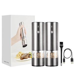 Moulin à sel et à poivre électrique en acier inoxydable rechargeable par USB à noyau en céramique - Product Image 1