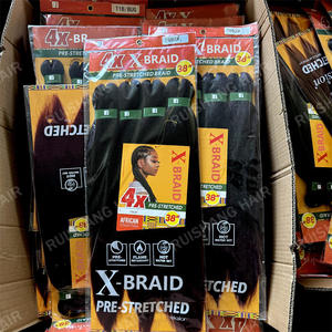 Vente en gros de <span class=keywords><strong>tresses</strong></span> synthétiques pré-étirées de 38 pouces 4X, haute douceur, style africain lisse, <span class=keywords><strong>coiffure</strong></span> tressée pré-étirée - Product Image 2