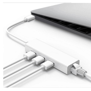 Type C To RJ45 Ethernet Adapter <b>Hub</b> With 3 <b>Usb</b> 2.0 Ports For Laptop Computer Networking - Product Image 5