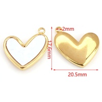 17mm Nouveau Coeur Blanc Shell Pendentif 18K Plaqué Or Amour Charme DIY Collier Boucle D'oreille En Acier Inoxydable Personnalisé Bijoux Pas Cher