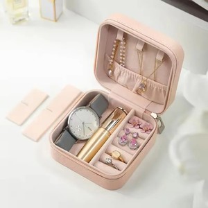 Luxury Square PU Jewelry <b>Box</b> with Zipper Closure for Ring Necklace <b>Earring</b> Storage and Travel <b>Gift</b> Packaging - Product Image 4