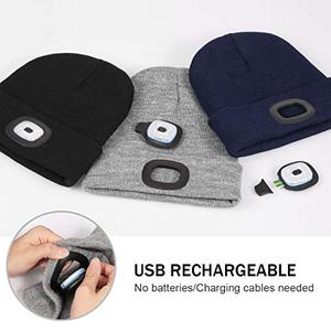 Cuffia Unisex LED con luce ricaricabile USB cuffia invernale in maglia regalo per gli uomini papà marito lui - Product Image 2