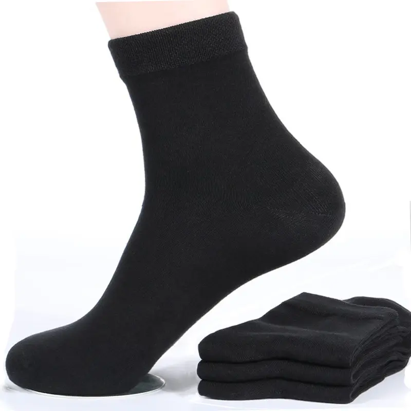 ถุงเท้าผ้าฝ้ายสีดำกันหนาวสำหรับผู้ชาย,ถุงเท้าหนาปานกลางสไตล์เกาหลีถุงเท้าสีขาวสีดำสำหรับฤดูหนาว