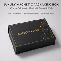 Boîte magnétique personnalisée avec logo imprimé et insert en blister transparent, boîte en carton écologique pour petits flacons en verre