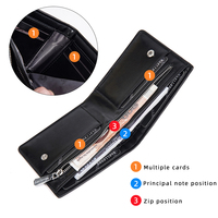 Dompet pendek pria, untuk pria pendek Baellerry Retro dua lipat dompet ritsleting warna kontras dompet muda