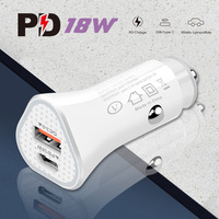 Chargeur de voiture rapide USB-C PD12W Type C 18W 2.4A, 2 ports QC3.0, adaptateur d'alimentation rapide, chargeur de voiture PD 20W pour écouteurs