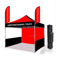 Tente Pop-up Personnalisée 3x3 m (10x10 pi, 10x20 pi) en Oxford, avec un Lit, pour Événements Extérieurs, Noire avec Logo - Vente en Gros Usine