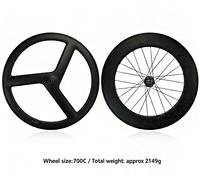 Jeu de roues de vélo à pignon fixe en fibre de carbone à bas prix, fabriqué en Chine, moyeux de vélo de piste à roulements à billes, avant 3 rayons, arrière 88 rayons, modèle R508