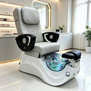 Sillón de Pedicura de Lujo, Eléctrico y Reclinable, de Cuero PU, con Bañera de Hidromasaje para Pies - Product Image 1