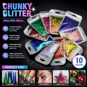 Chameleon Glitter Craft Chunky Glitter for Snow Globe Tumblers Epoxy Resin Nail Art Slime Body Face Hair Cosmetic Printing - Product Image 5