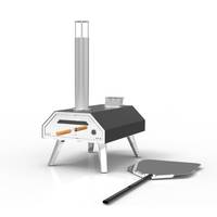 Four à pizza à bois rotatif manuel multi-combustible pour l'extérieur Four à pizza à granulés de bois portable en acier inoxydable