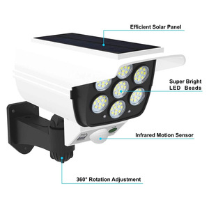 Hoàng hôn để xuống giả máy ảnh 77 LED năng lượng mặt trời cảm biến chuyển động an ninh Đèn tường ngoài trời với điều khiển từ xa - Product Image 4