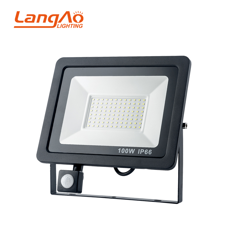 Motion Sensor Outdoor Waterproof IP65 Aluminum 100W LED Floodlight with 120 Beam Angle CE Certified